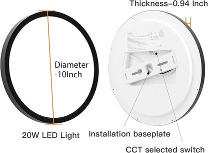 TALOYA Dimmable Flush Mount Ceiling Light,10Inch,20W,5 CCT,LED Ceiling Light Fixture for Bedroom,Kitchen,Living Room,Black