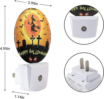 EKOBLA Halloween Plug-in Night Light, Seasonal Witch, Bat & Graveyard LED Nightlight for Halloween Home Decor
