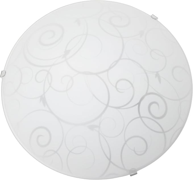 Simple Designs FM3000-WHT Round Flushmount Flush Ceiling Light with Scroll Swirl Design, White