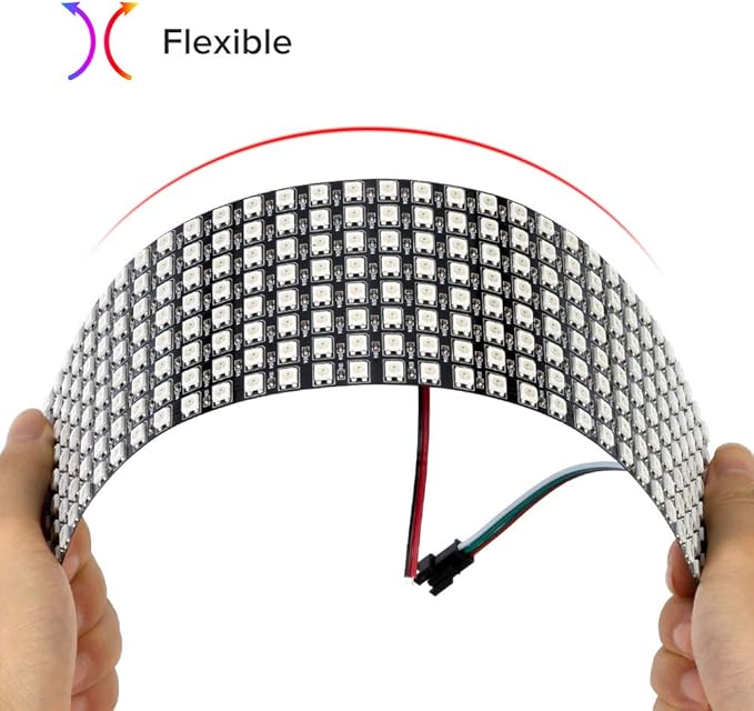 BTF-LIGHTING 2 Pack WS2812B ECO RGB Alloy Wires 5050SMD Individual Addressable 8X32 256 Pixel LED Matrix Flexible FPCB Full Color Works with WLED,SP802E Controllers Image Video Text Display DC5V