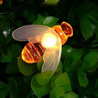 Solar Bee String Lights, 21Ft 30 Led Bee Shape Fairy Solar Operated String Lights for Garden, Patio, Lawn Decoration (Warm White)