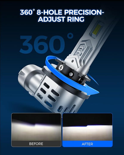 Marsauto M4 HB3 H11/H8/H9/H16 Bulbs Combo Fog Lights, 120,000LM 1200% Brighter 9005 H11 Combo, 1:1 Design with Cooling Fan, Plug and Play, Pack of 4
