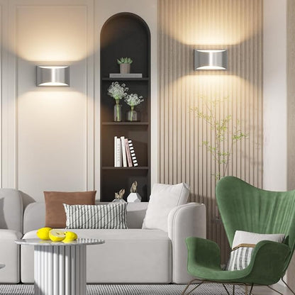 Aipsun Nickel Modern LED Wall Sconce Hardwired Indoor Wall Lights 1 Pack Up and Down Wall Mount Light for Living Room Bedroom Hallway Corridor Conservatory Warm White 3000K(with G9 Bulbs)