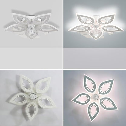 Ceiling Fans with Lights 20" Low Profile Flush Mount Fandelier Fan Lights Ceiling Fixtures with Remote/APP Control Dimmable 6 Speeds Reversible for Bedroom Chandelier Fan Living Room Kitchen
