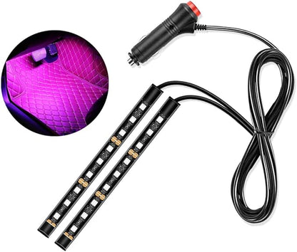 Car LED Atmosphere Lights, Auto Interior Decorative Lamp with Cigarette Adapter Plug, Under Dash Ambient Night Light 12V Car Charger, Vehicle Accessories for Truck, SUV, Sedan (Pink/Purple)
