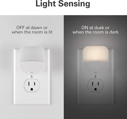 Lights by Night Plug In Night Light Bedroom Decor Apartment Essentials LED Lights Ambient Lighting Dusk to Dawn Sensor Nightlight Bathroom, Square 6 pack