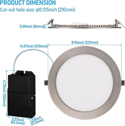 TORCHSTAR E-Lite Series 8 Inch Slim Recessed Lighting with J-Box, 18W Ultra-Thin LED Recessed Light, Dimmable Canless Downlight, ETL&ES Listed, CRI90, 3000K Warm White, Oil Rubbed Bronze, Pack of 6