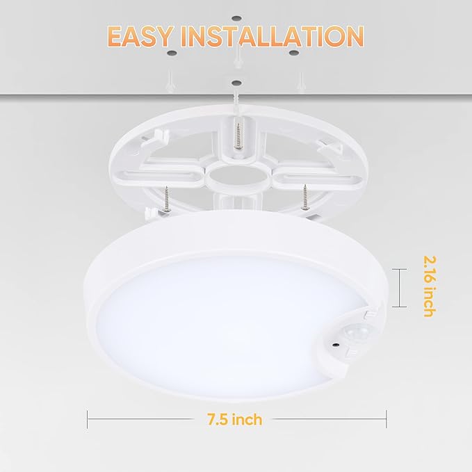 DJBoomy Rechargeable Motion Sensor Ceiling Light: Indoor LED Wireless Ceiling Light with Remote - Cordless Motion Activated Ceiling Lamp with Timer for Closet Hallway Bedroom (Rechargeable)