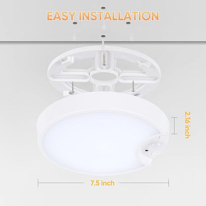 DJBoomy Rechargeable Motion Sensor Ceiling Light: Indoor LED Wireless Ceiling Light with Remote - Cordless Motion Activated Ceiling Lamp with Timer for Closet Hallway Bedroom (Rechargeable)