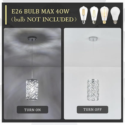 CATINER Modern Chrome Pendant Lighting, Mini Crystal Chandelier, Adjustable Pendant Light Fixture for Kitchen Island, Dining Room, Bedroom