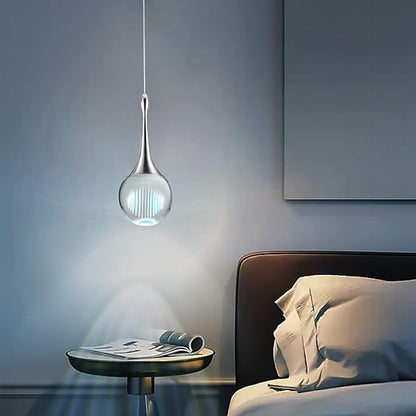 CHYING Modern LED Crystal Pendant Light Chrome Teardrop Kitchen Island Lights Fixture 6000k Cool White Globe Ceiling Hanging Lighting for Living Room Dining Room Bedroom Bathroom