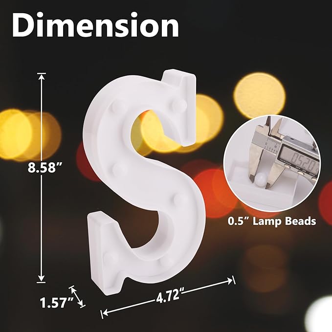LED Marquee Sign Light Up Letters, Alphabet Light Up Letters Sign, Battery Powered LED Letter Lights for Night Light, Wedding, Birthday, Party, Christmas or Home Decor (Letter S)