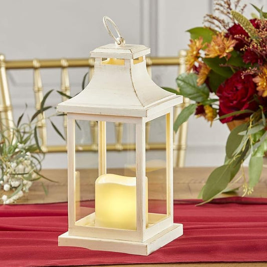 6PCS LED Decorative Lanterns, Kate Aspen White/Ivory Vintage Rustic Home Décor Lantern Tabel Centerpiece for Wedding, Bridal Shower, Anniversary Party - Hampton