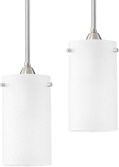 Mini Pendant Light Fixture 1-Light, 3 Pack Brushed Nickel Hanging Ceiling Lights with Opal White Glass, Adjustable Height, Modern Hanging Pendant Lamp for Kitchen Island