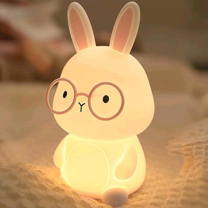 FAMIDUO Bunny Night Light, Rabbit Lamp for Kids, Rechargeable LED Nightlight for Easter Gift,Silicone Bedside Lamp with Touch Color Changing,3 Levels Dimmable/Timmer Nursery Bedroom Light,Room Decor