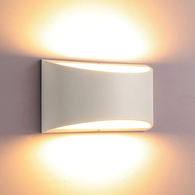 Lightess Modern LED Wall Sconce Light Dimmable 12W Up Down Wall Light for Bedroom Living Room, Warm White, Aluminum