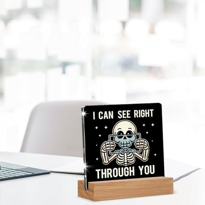 Funny Xray Tech Gifts for Women Men, Radiology Tech Gifts for Xray Tech Nurse MRI, Radiology Gift I Can See Through You Acrylic Plaque Office Desk Decor Sign 4 × 4 Inch