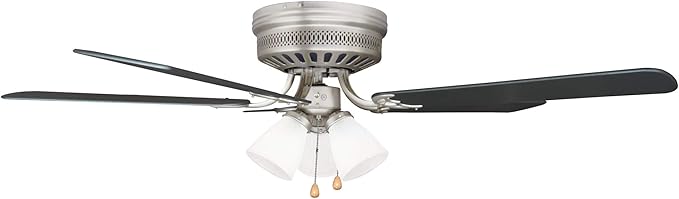 Design House Millbridge 52-Inch Hugger Ceiling Fan with LED Light Kit, 5 Reversible Blades, 3-Speed, Satin Nickel – Design House, 157388-SN