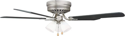 Design House Millbridge 52-Inch Hugger Ceiling Fan with LED Light Kit, 5 Reversible Blades, 3-Speed, Satin Nickel – Design House, 157388-SN