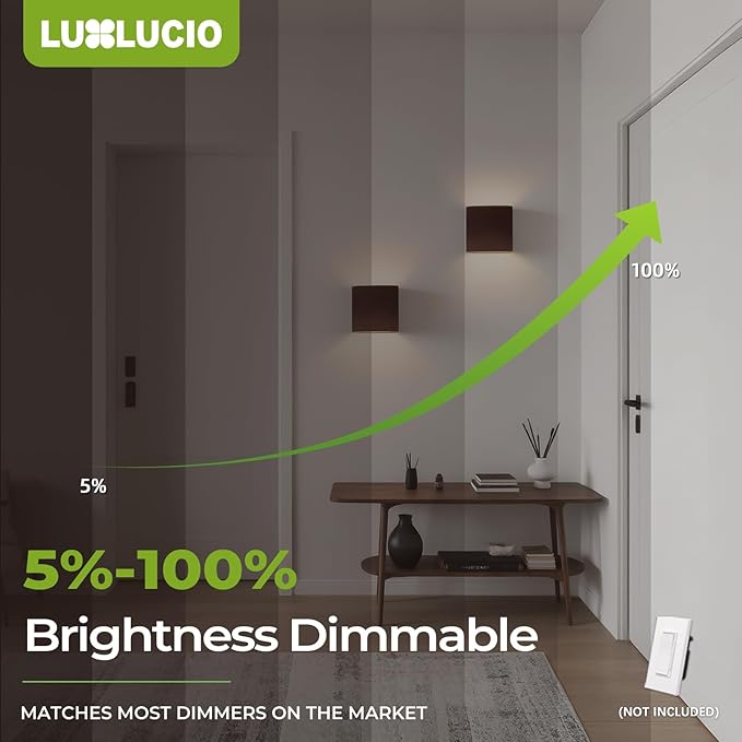 2 Pack Indoor Outdoor Brown Up and Down LED Wall Light, Modern Bedroom/Porch Wall Lamp, IP65 Waterproof, 5%-100% Dimmable 18W 1620lm, 5CCT (2700K-5000K), CRI 90+, 120V-277V, ETL FCC Certified