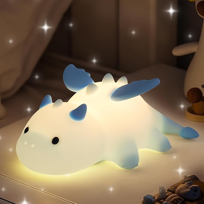 Attivolife Dragon Night Light for Kids, Cute Soft Silicone Touch Lamp with 8 Color & Dimmable & Timer, Portable Nursery Bedroom Bedside Decor LED Light, Birthday Xmas Gifts for Baby Toddler Boy Girl