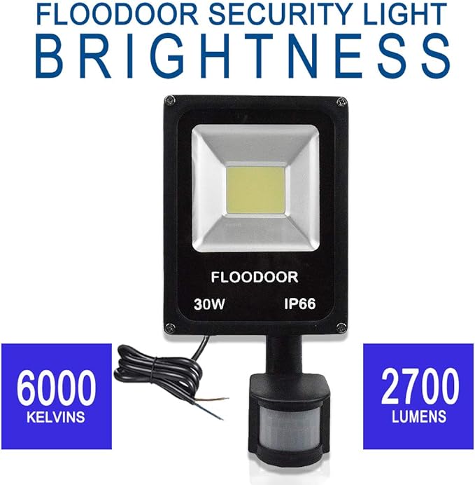 30W LED Motion Sensor Light Outdoor Waterproof Flood Light 12-24V AC/DC Super Bright Security Light, 6000K, 2700LM, Daylight White, 150W Bulb Equivalent, PIR Sensor Light (2 Pack)