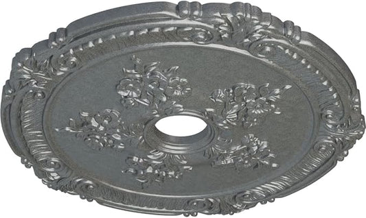 26"OD x 3 3/4"ID x 1 1/2"P Attica with Rose Ceiling Medallion (Fits Canopies up to 4 1/2"), Hand-Painted Platinum