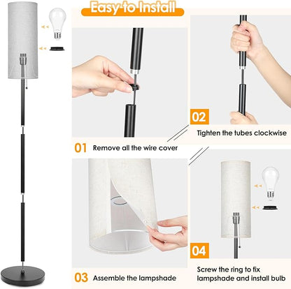 Coucrek Floor Lamp for Living Room, 3 Color Temperature Modern Standing Lamps, Minimalist Floor Lights for Bedroom, Office, Reading,Black