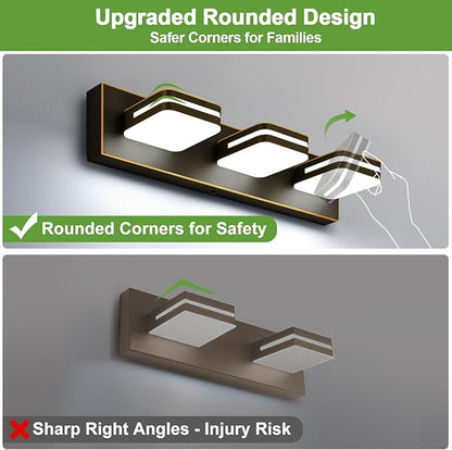 360° Rotate LED Bathroom Vanity Light Fixtures, 1300LM Acrylic Brown and Gold Vanity Lights for Bathroom, Modern Wall Lighting Fixtures Over Mirror Kitchen Living Hallway (Natural White Light 5000K)