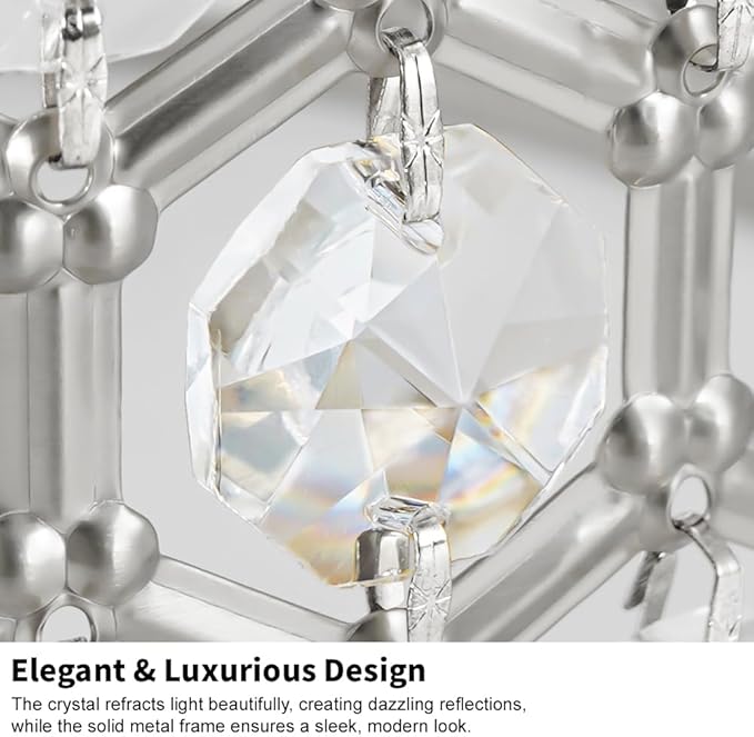 Lxybcce Chrome Crystal Ceiling Light Fixture - Modern Semi Flush Mount Ceiling Chandelier Lighting for Hallway, Kitchen & Foyer | Dazzling Prism Chandelier with Easy Installation,1 Light, 9 in