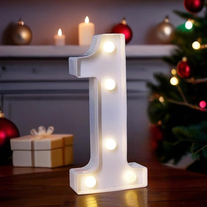 LED Light Up Marquee Letters, Battery Powered Decorative LED Letter Lights, Alphabet Light Up Letters for Wedding Birthday Party,Holiday Lamp or Home Bar Decoration (Number 1)