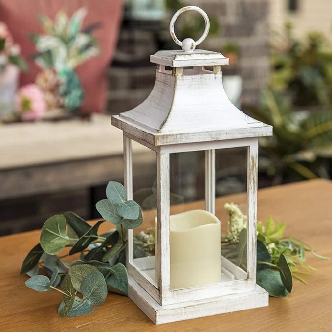 6PCS LED Decorative Lanterns, Kate Aspen White/Ivory Vintage Rustic Home Décor Lantern Tabel Centerpiece for Wedding, Bridal Shower, Anniversary Party - Hampton