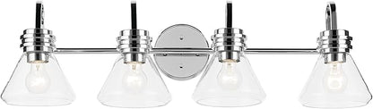 Kichler Farum 34" 4-Light Bathroom Vanity Light Fixture with Clear Glass in Chrome for Single or Double Vanity Over Mirror, Modern Wall Mount (34" x 9.5"), 55156CHCLR