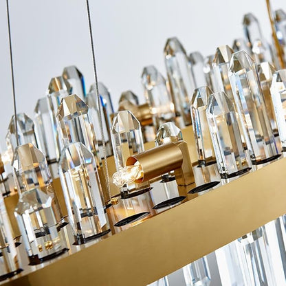 Gold Oval Crystal Chandelier L35.4 inch, 20-Lights Gold Chandeliers Modern Crystal Chandelier Pendant Light Fixture G9 Lights Pendant Ceiling Light for Dining Living Room Kitchen Island