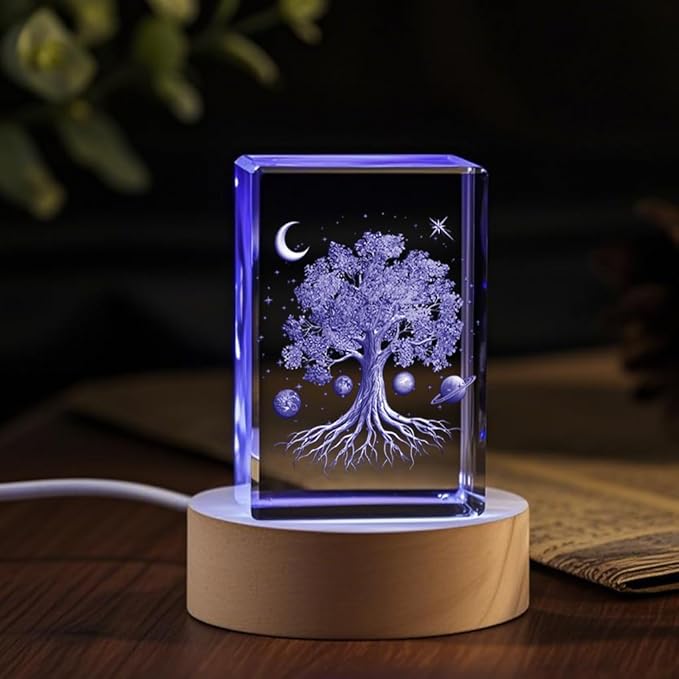 3D Tree of Life Crystal Lamp, Color - Changing Light Base, Tree of Life Gifts for Women,Celtic/Xmas/Birthday Gift Night Light Decor