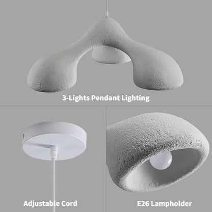 JAYMP 3-Lights Pendant Light Fixture for Dining Room Kitchen Island Restaurant Farmhouse E26 Base Modern Hanging Lamp 1 Pack (Matte White,E Shape, 72cm/28.3in)