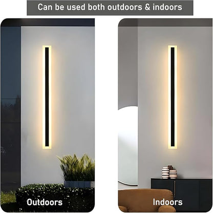 59inch-2Pack Long Outdoor Modern LED Wall Light,45W Waterproof IP65 Warm White 110V led Wall Mount Lighting Fixture Rectangular Black Wall Lights Elegant Frosted White Acrylic Anti Rust