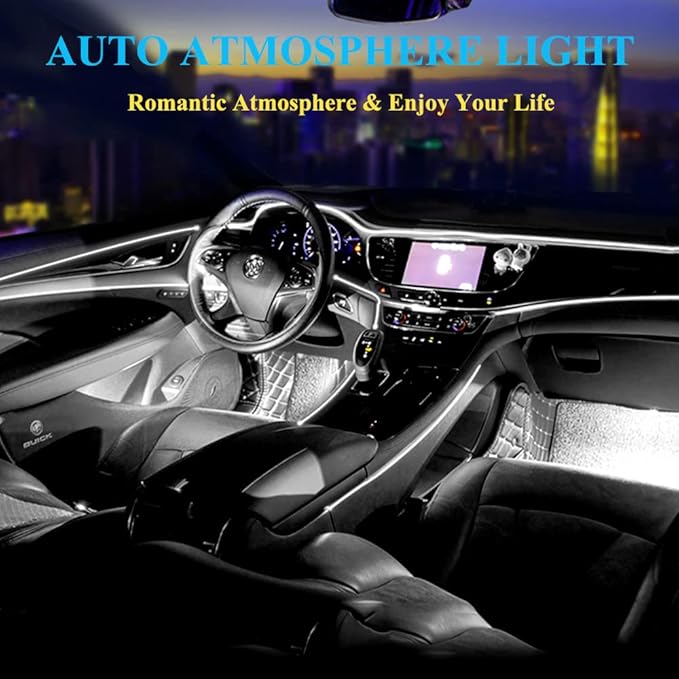 El Wire Lights - White Neon Car Interior Led Strip Light, 16FT/5M USB 5V for Car, Garden, Party Decoration
