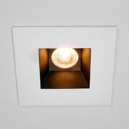 Maxxima 6” Ultra-Thin Recessed Anti-Glare LED Downlight Canless IC Rated 1200 Lumens 5 CCT Select 2700K/3000K/3500K/4000K/5000K Dimmable Square White Trim Black Baffle 90 CRI 5CCT Slim J-Box Included