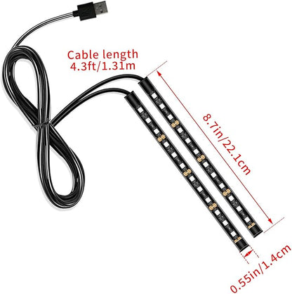 Car LED Strip Light, 24 LED RGB Auto Under Dash Interior Atmosphere Lights, 12V Ambient Night Light, Auto Interior Decorative Lamp, Universal Car Accessories (Orange, USB Port)