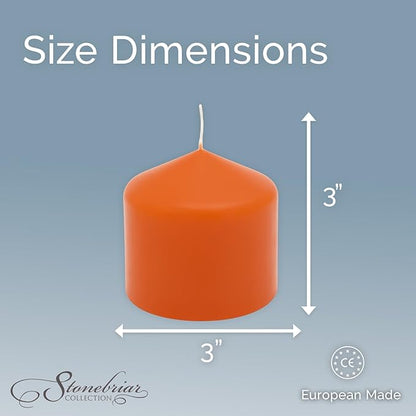 Stonebriar Unscented Pillar Candles – 18 Hour Burn Time, Long-Lasting Wax Candles for Weddings, Holidays, Home Décor & Special Events, Pack of 6, Orange, 3" x 3"