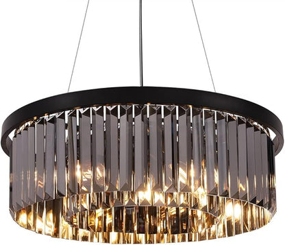 Wellmet Crystal Chandeliers for Dining Room Light Fixture, 6 Lights Farmhouse Chandelier, Modern Pendant Lights for Living Room, Kitchen Island, Bedroom, entryway, Hallway, Gold Teak, W-21.65”