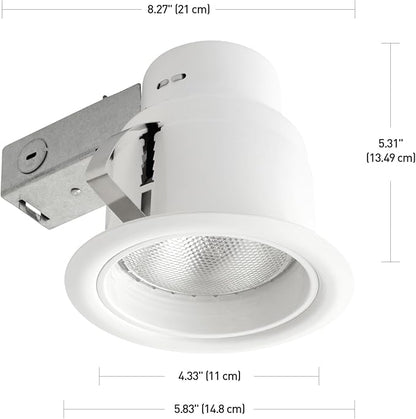 Globe Electric 90671 5" Rust Proof Indoor/Outdoor Ridged Baffle Round Trim Recessed Lighting Kit, White, Easy Install Push-N-Click Clips, 4.5" Hole Size, Dimmable, Porch Light, Bulb Not Included