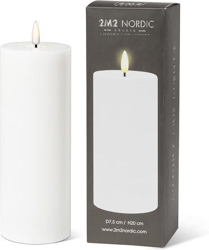 Abbott Collection Wax LED Flameless Pillar Candle - White (3x8 H)