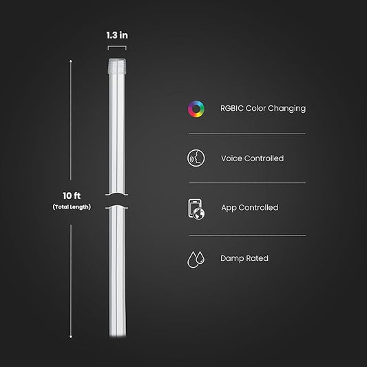 Feit Electric Smart Neon Strip Lights 10FT, Flexible RGBW Color Chasing LED Light Strip, 2.4GHz WiFi Enabled, Works with Alexa and Google Home Assistant, 22W, Music Sync, App Control NF10/CHASE/AG