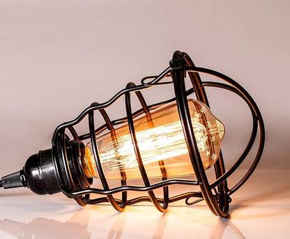 Industrial Pendant Light INNOCCY Edison Hanging Cage Pendant Lights E26 E27 Base Vintage Adjustable Pendant Lamp Fixture for Kitchen Home Lighting 2 Pack