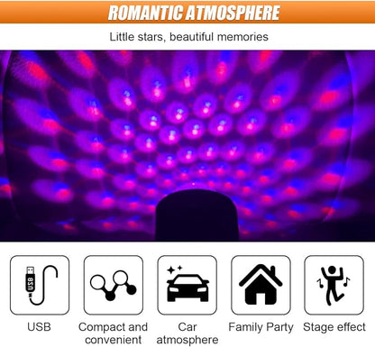 Star Projector Night Light, Portable USB LED Ambient Light - 4 Colors & 9 Modes Atmosphere Star Lights for Car Decor, Ceiling, Bedroom, Party (2PCS)