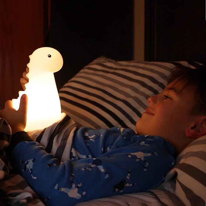 Globe Electric Multicolor LED Silicone Night Light, Brontosaurus Tap Light, Rechargeable, Color Changing, Soft BPA-Free Body, Kids Nursery Décor, 13848