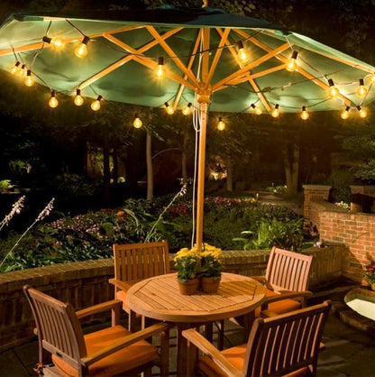 Larkvue 25FT Solar String Lights Outdoor with Remote, Waterproof Dimmable 3 Modes Patio Lights with 10+1 LED Shatterproof G40 Bulbs for Wedding-Brown