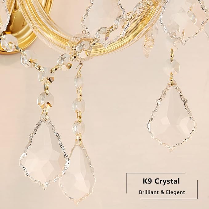 Crystal Wall Lights, Modern Sconce - Brilliant 2 Lights Maria Theresa Wall Lamp Light Fixtures, Gold Wall Mounted Lamp for Bedroom, Living Room, Bedside, Corridor